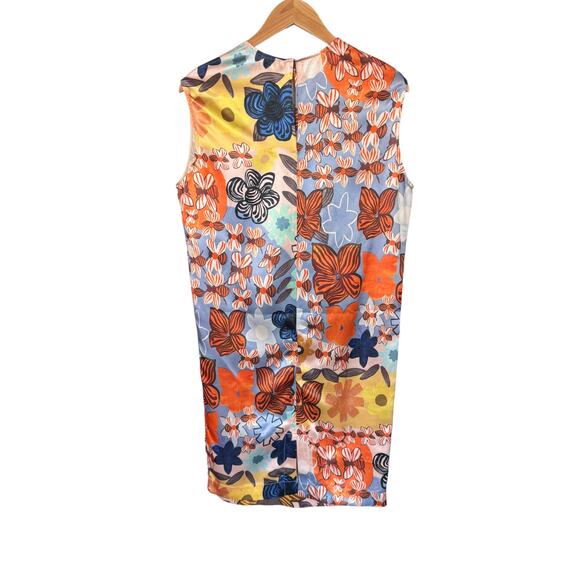 Acne Studios Delina Retro Floral Print Satin Shift‎ Dress Multicolor EU 34 - Picture 3 of 11